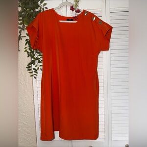 Tahari Designer Dress Pockets Women’s 10 Gold Buttons Classy Elegant Casual